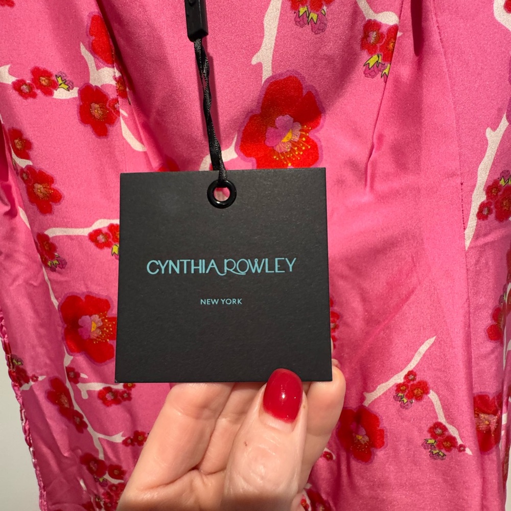 NWT Cynthia Rowley Cherry Blossom Print Smocked Back Bubble Dress - Size 10 - Picture 6 of 14